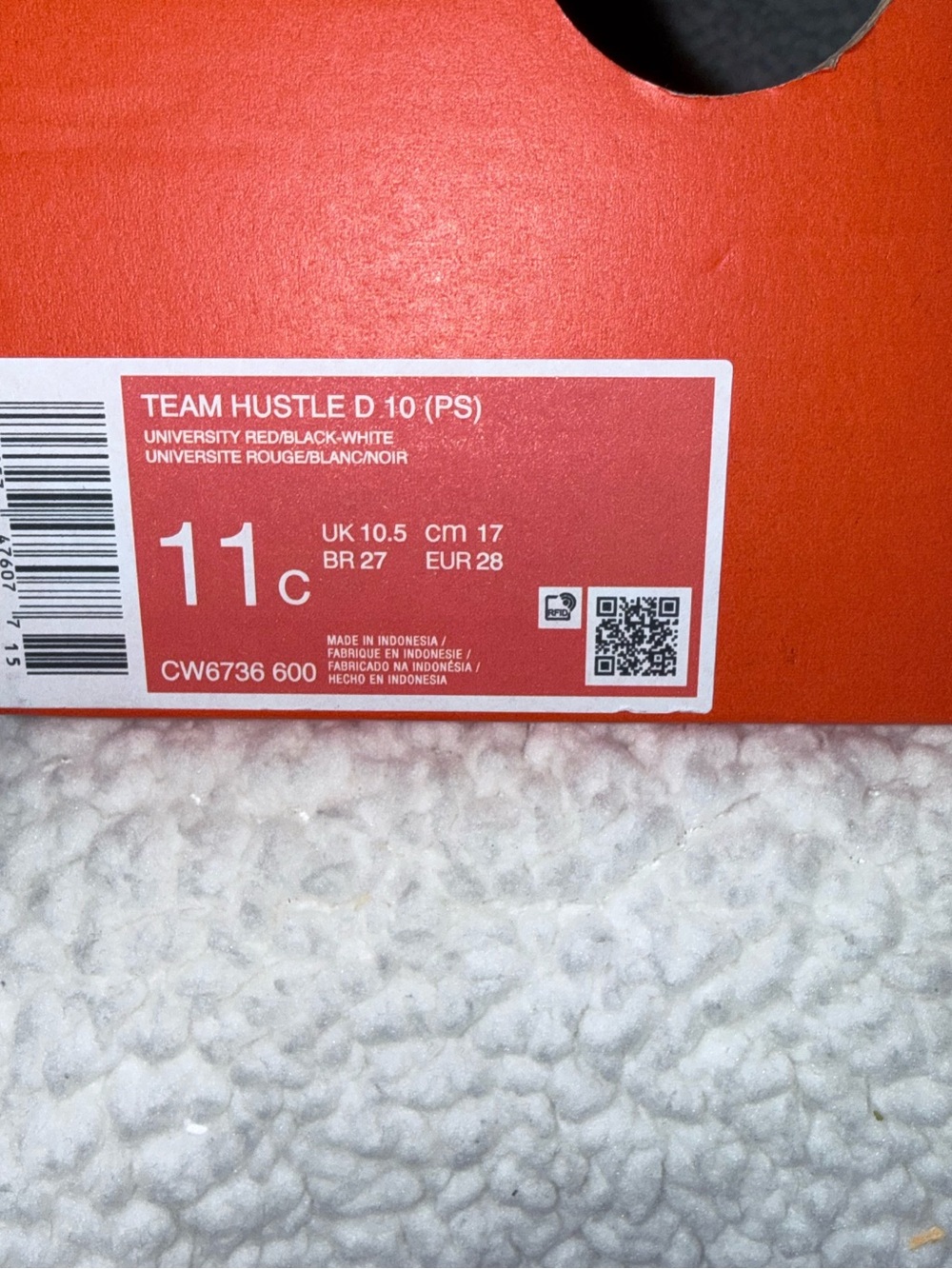 Nike Team Hustle Kids Red and Black Velcro Athletic Sneakers, Size 11C - Picture 2 of 6